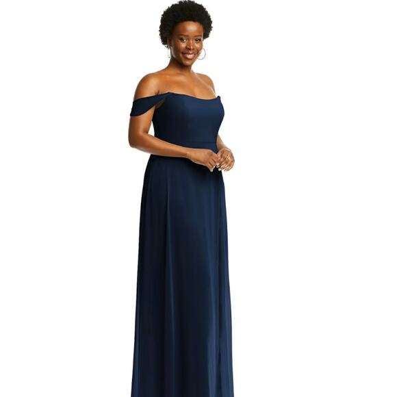 AFTER SIX 1560 Off-the-Shoulder Long Dress 2R Midnight Blue Gown Formal NWOT - Picture 2 of 13